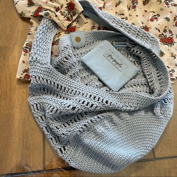 Free People Anguilla Macrame Tote Light Blue - Picture 4 of 7